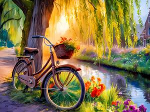 the bicycle beside river 