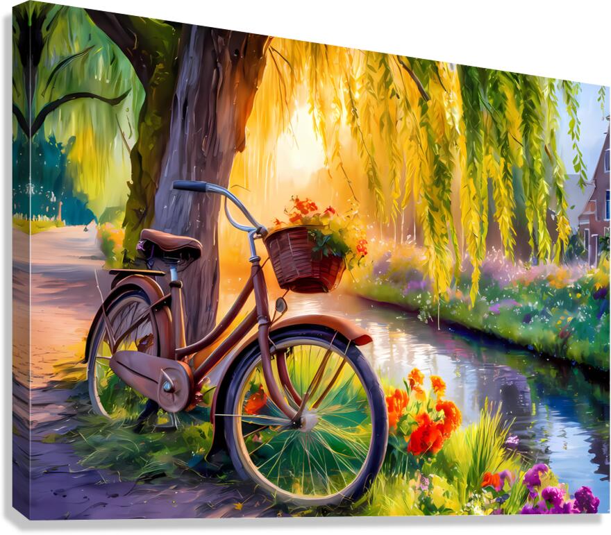 the bicycle beside river  Canvas Print