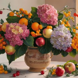  The vase table apples - cherries oranges 