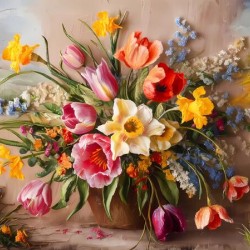 The Colorful Flowers - Oil Colors