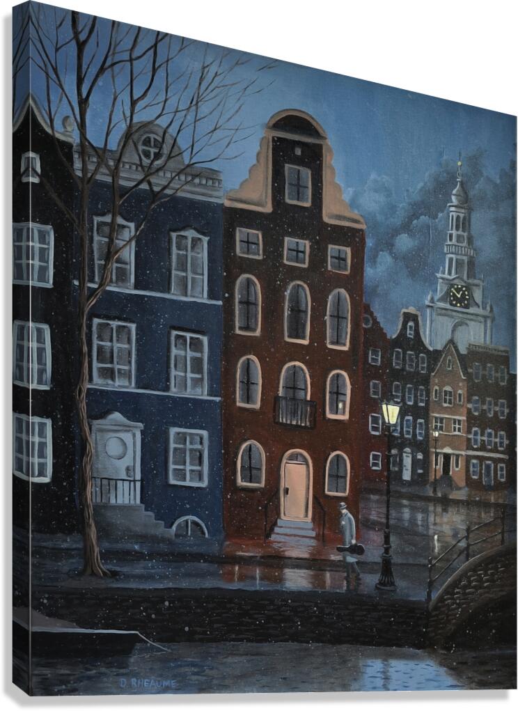 Rainy Night in Amsterdam Canvas Print