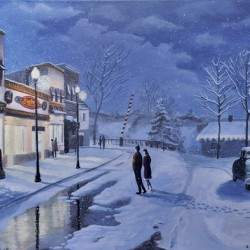 Pre Christmas Shoppers in Bobcaygeon Winter Night