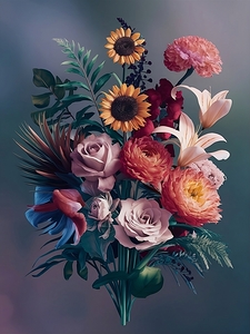 a captivating digital floral artwork featuring tr