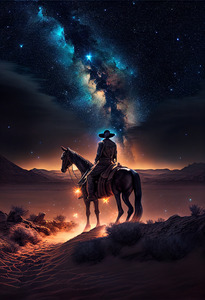 Western Cowboy riding his horse  1