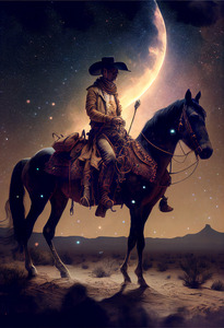 Western Cowboy riding his horse  2