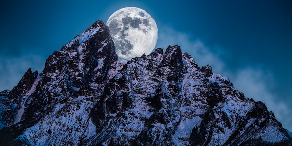 Grand Teton Full Moon by Reagos Photos