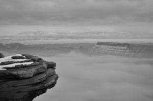Cloud Filled Canyon Black and White