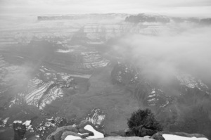 Dead Horse Point Through Clouds Black and White