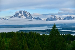 Grand Tetons above clouds