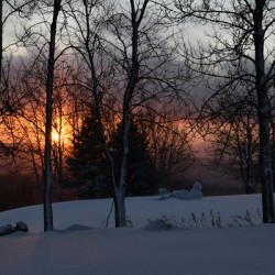 A sunrise on a cold morning