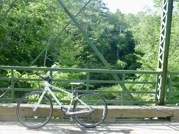 bicycle on ravine bridge Print