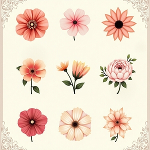 Flux Dev Create a series of artistic flower image