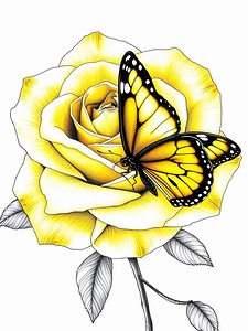 Monarch Butterfly on Yellow Rose
