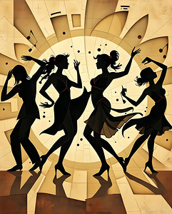 Silhouettes Dancing in Rhythm
