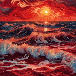 Vibrant Ocean Waves at Sunset 2