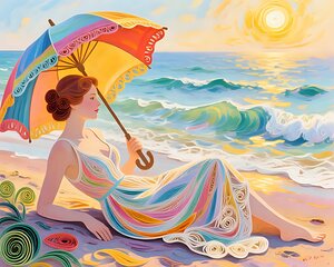 Woman Relaxing on a Sunny Beach