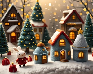 Festive Winter Wonderland with Miniature Houses.j