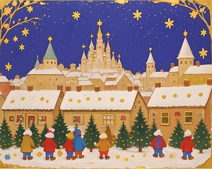Charming Winter Village Scene