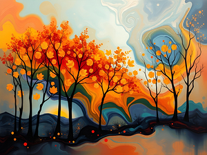 Vibrant Autumn Forest at Dusk