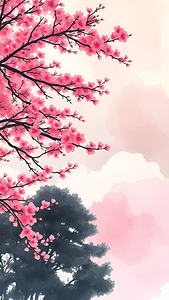 Cherry Blossoms in Tranquil Sky
