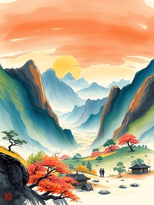 Tranquil Mountain Valley at Sunset