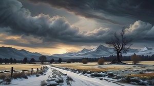 Dramatic Mountain Landscape at Dusk