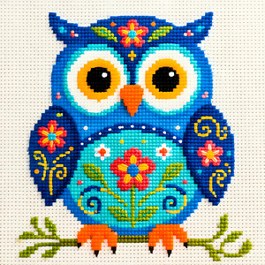 Colorful Owl Perched on Branch