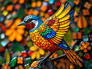 Bird stained glass 11