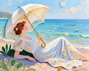 Woman Relaxing by the Seaside