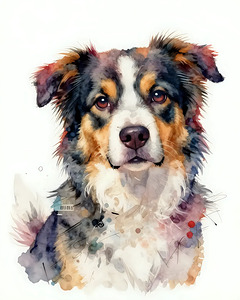 Colorful Dog Portrait with Watercolors