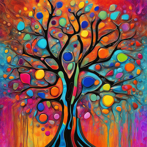 Abstract Tree of Colors
