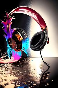 Colorful Headphones in Artistic Splashes