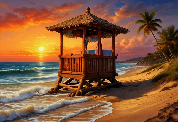 A Beachside Hut 2 Print