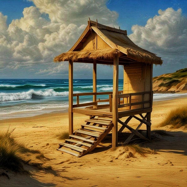 A beachfront Hut Print