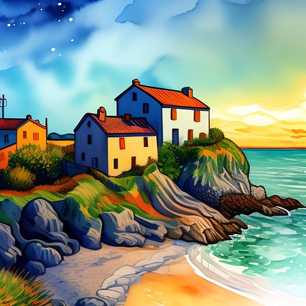 Village by the Sea 13 Print