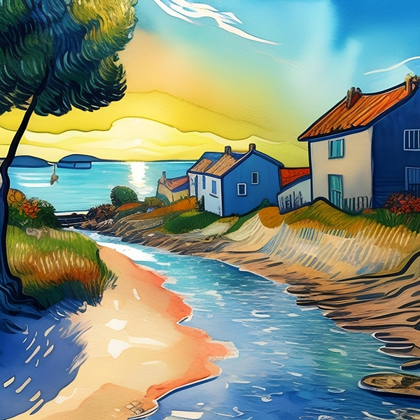 Village by the Sea 9 Print