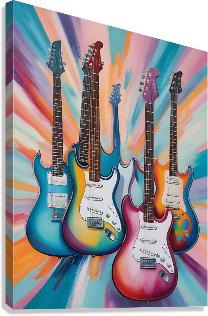 Rainbow Guitars Canvas Print