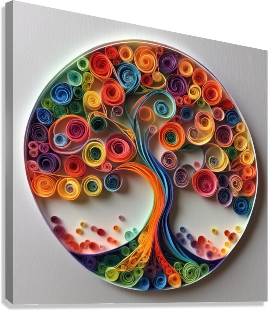 Colorful Paper Tree 16 Canvas Print