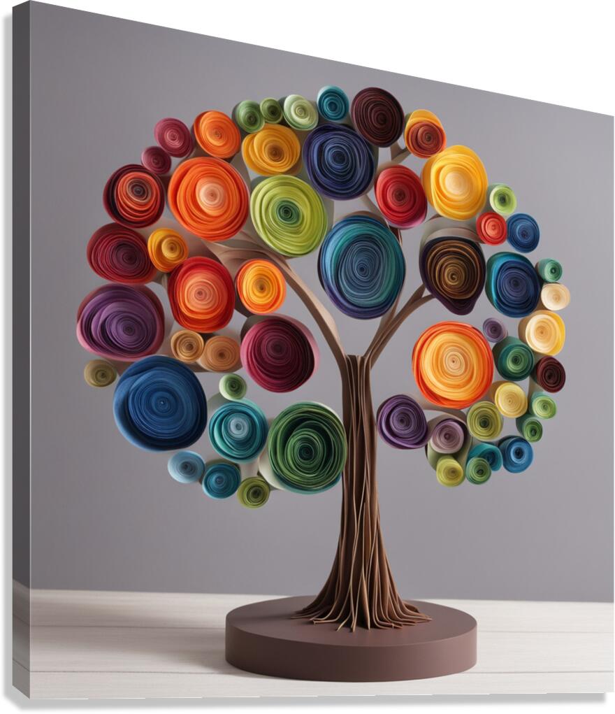Colorful Paper Tree 12 Canvas Print