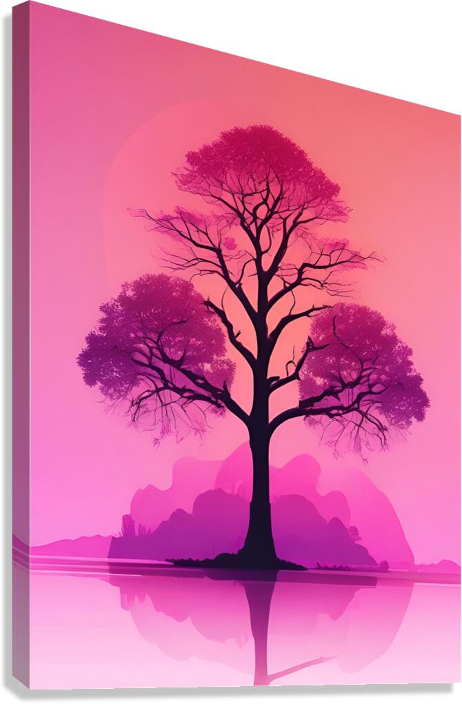 Vibrant Pink Tree Reflection Canvas Print