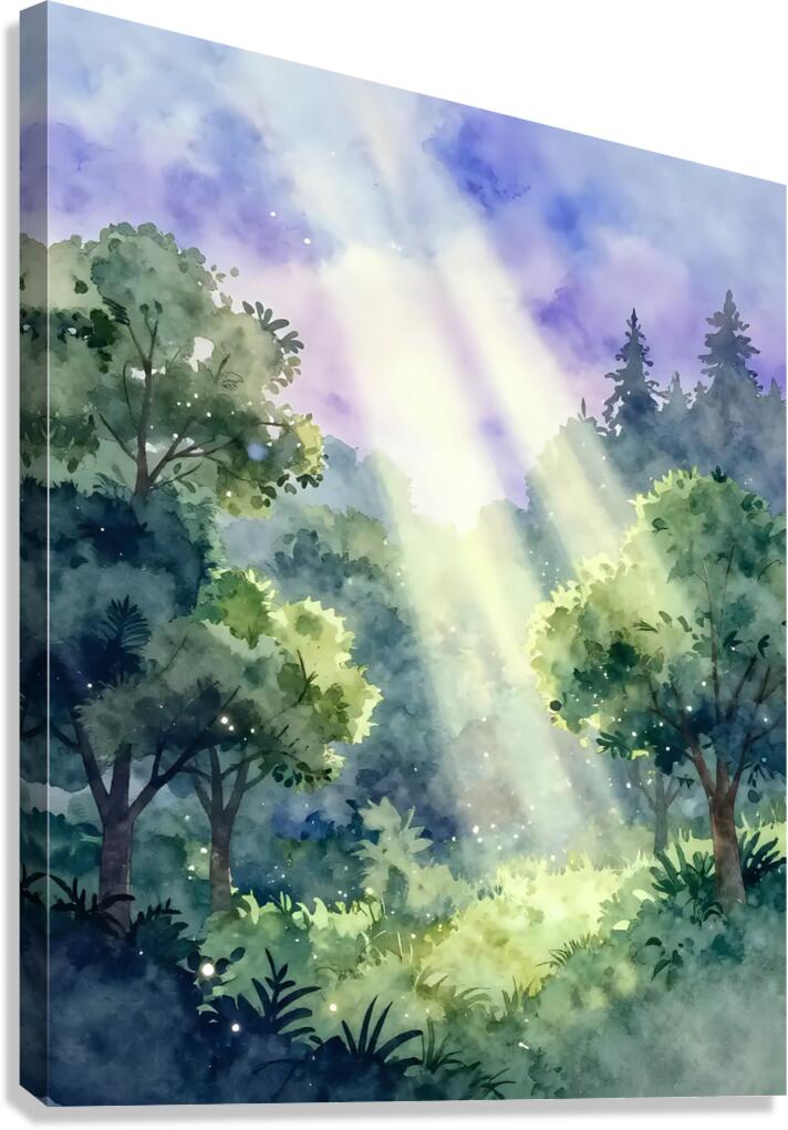 Sunlight Through Forest Trees Canvas Print
