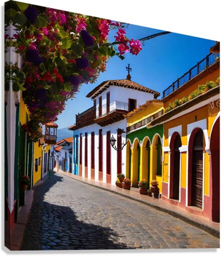 Colorful Cobblestone Street Canvas Print