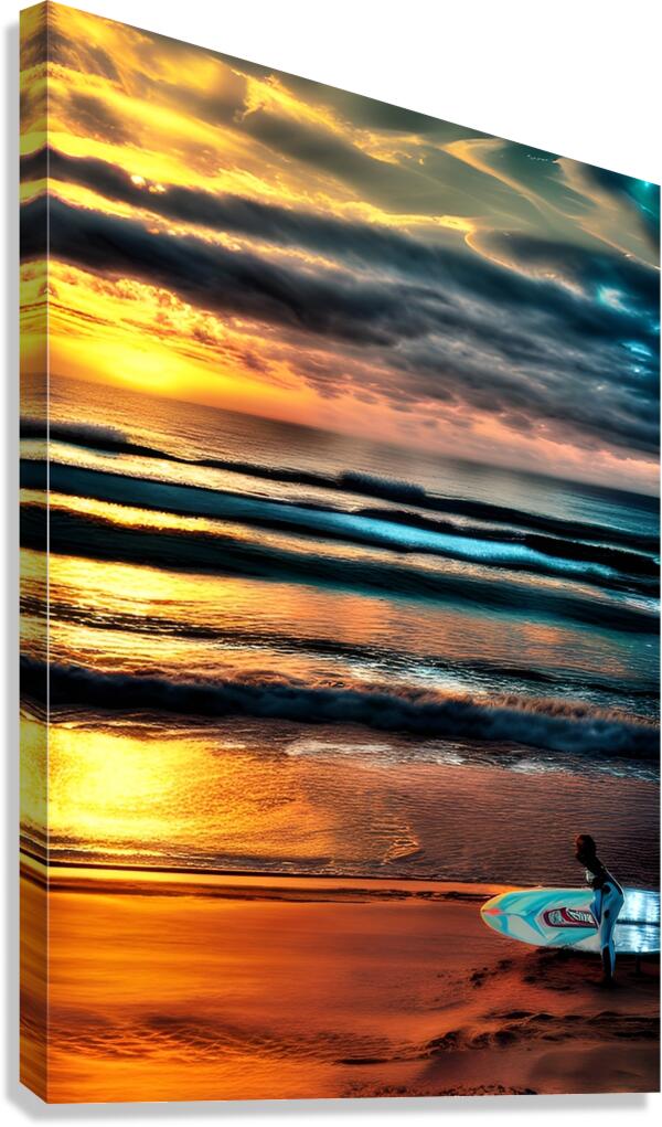 Sunset Surfing Canvas Print