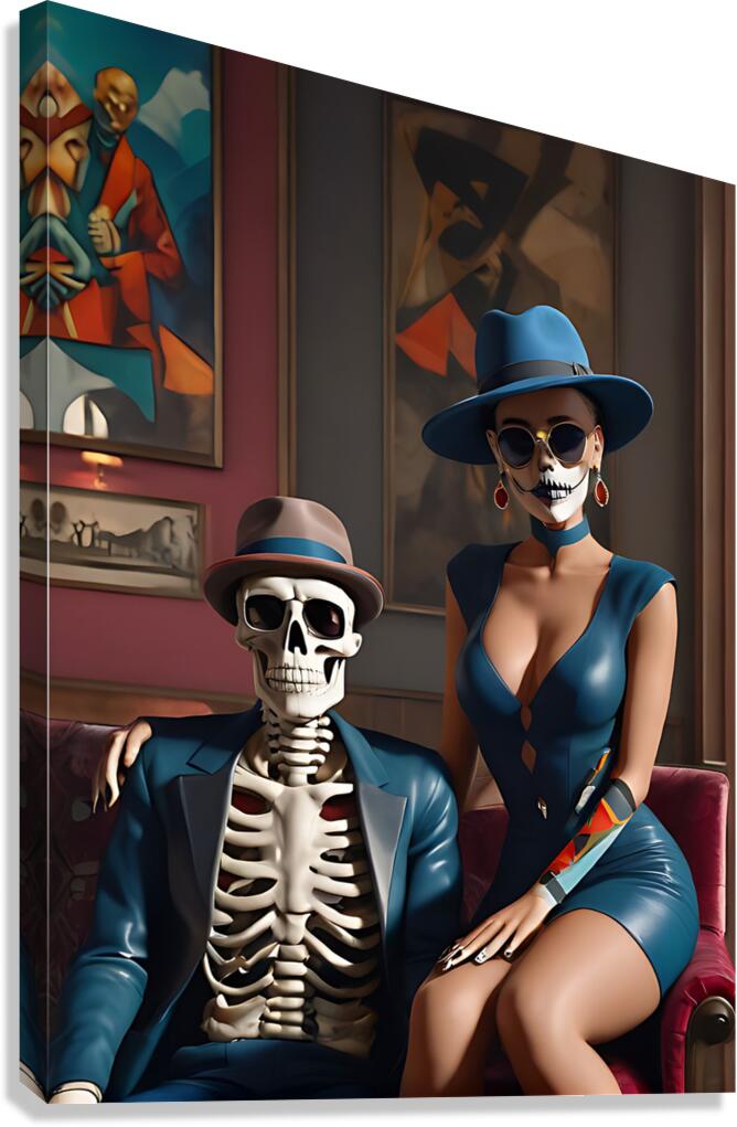 Skeleton Duo 2 Canvas Print