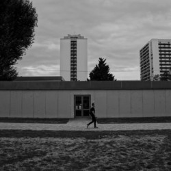Walking between buildings Strasbourg France