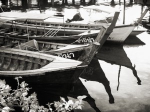 Thai Boats in Black and White