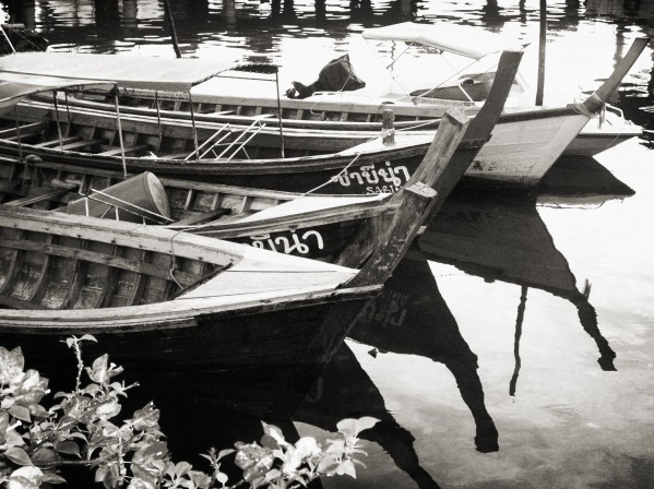 Thai Boats in Black and White  Print