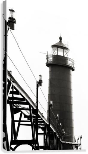 Lighthouse in Black and White  Canvas Print