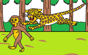 a dinofelis attacks an australopithecus