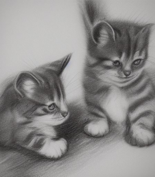 Illustration of Kittens in Pencil by Ladybug